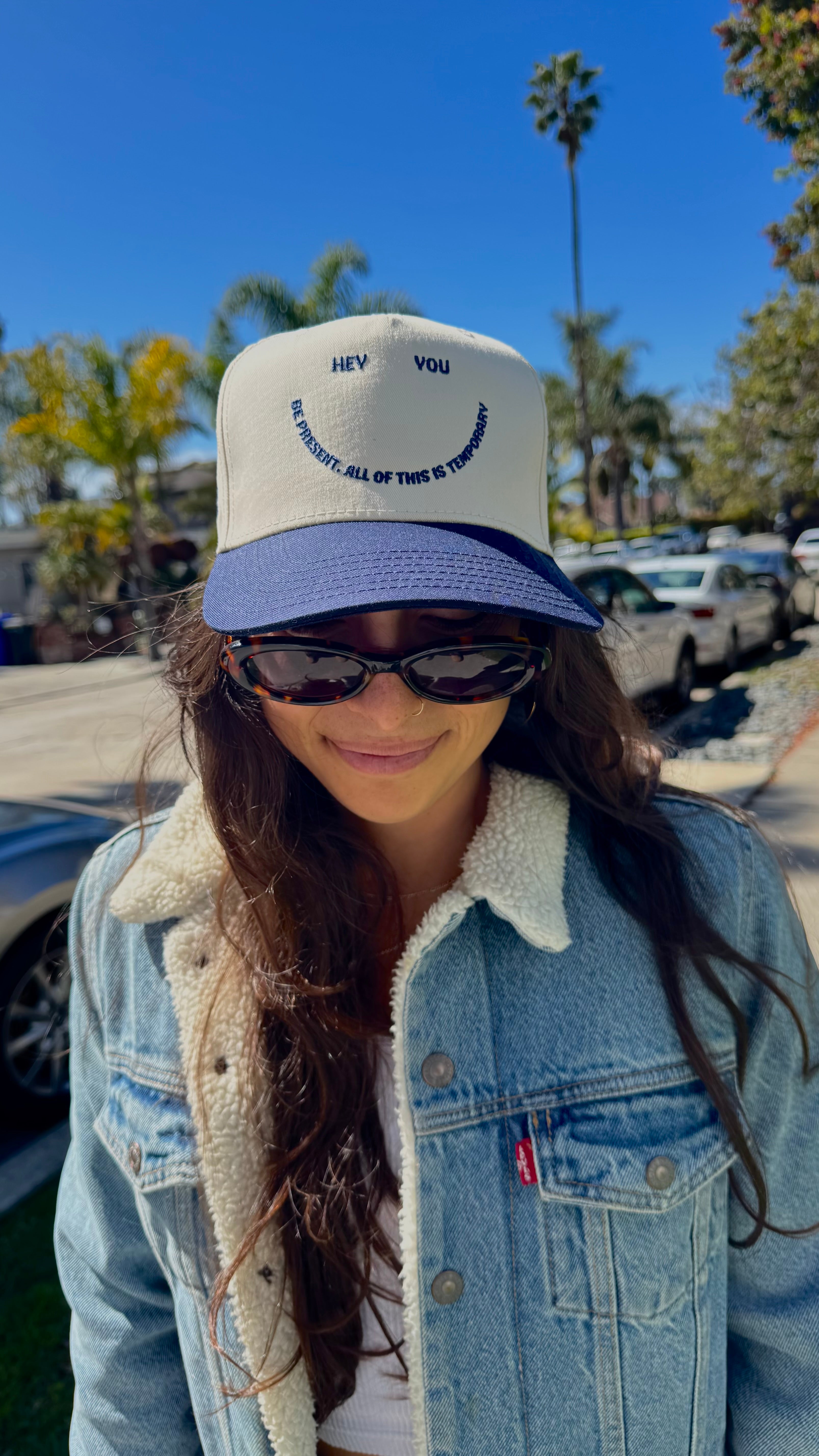 The Fly Cap - cream and navy