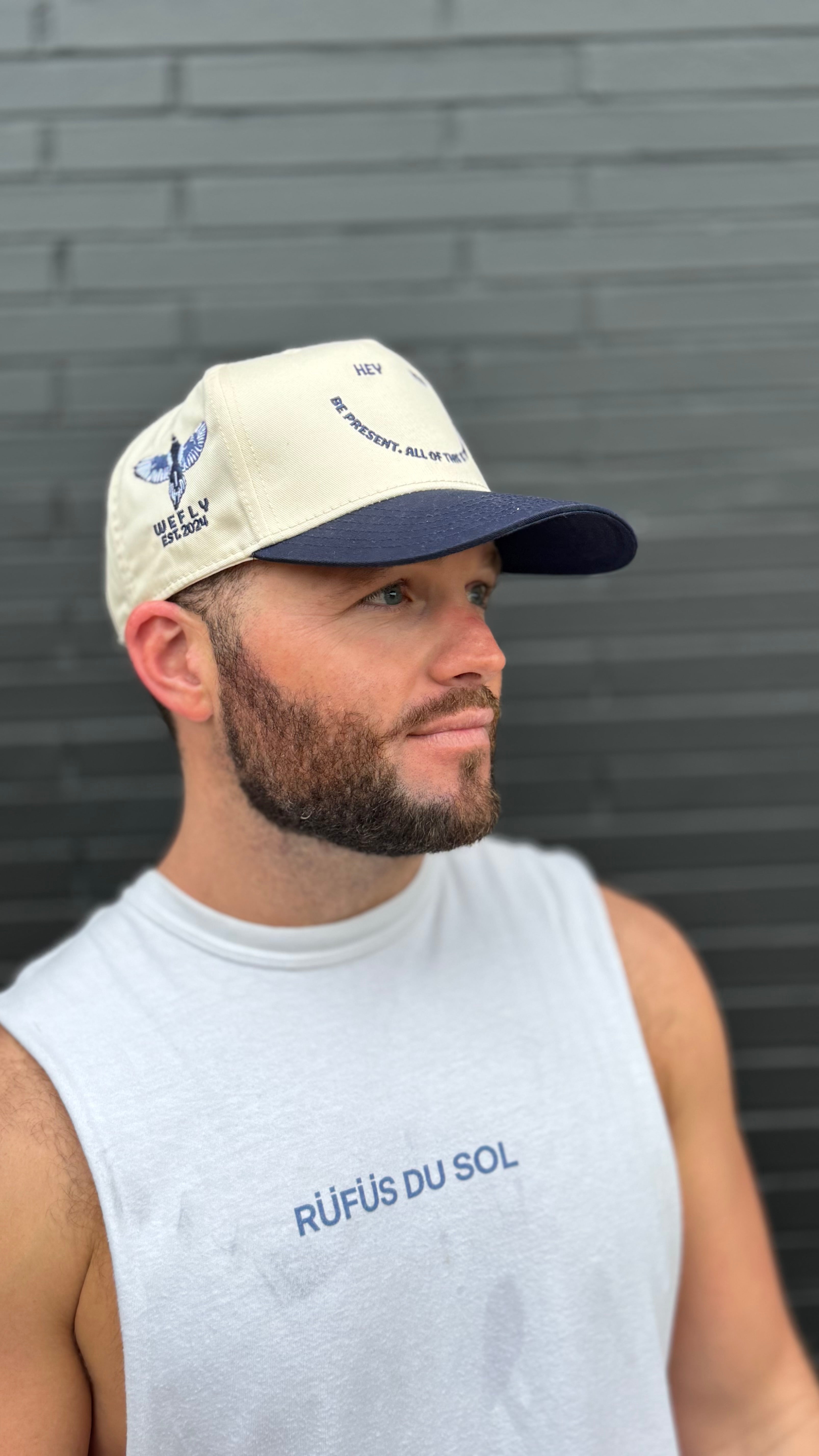 The Fly Cap - cream and navy